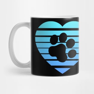 Cat Paw Heart Valentine - Light Blue Gradient Mug